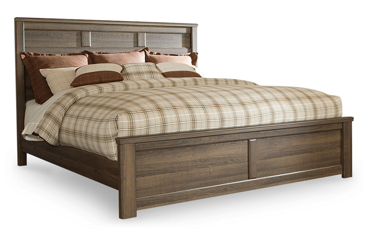 Juararo Dark Brown King Panel Bed