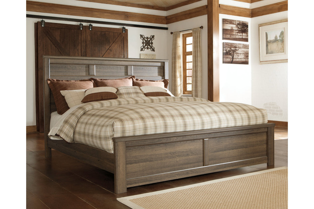 Juararo Dark Brown King Panel Bed