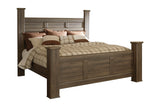 Juararo Dark Brown California King Poster Bed