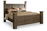 Juararo Dark Brown King Poster Bed