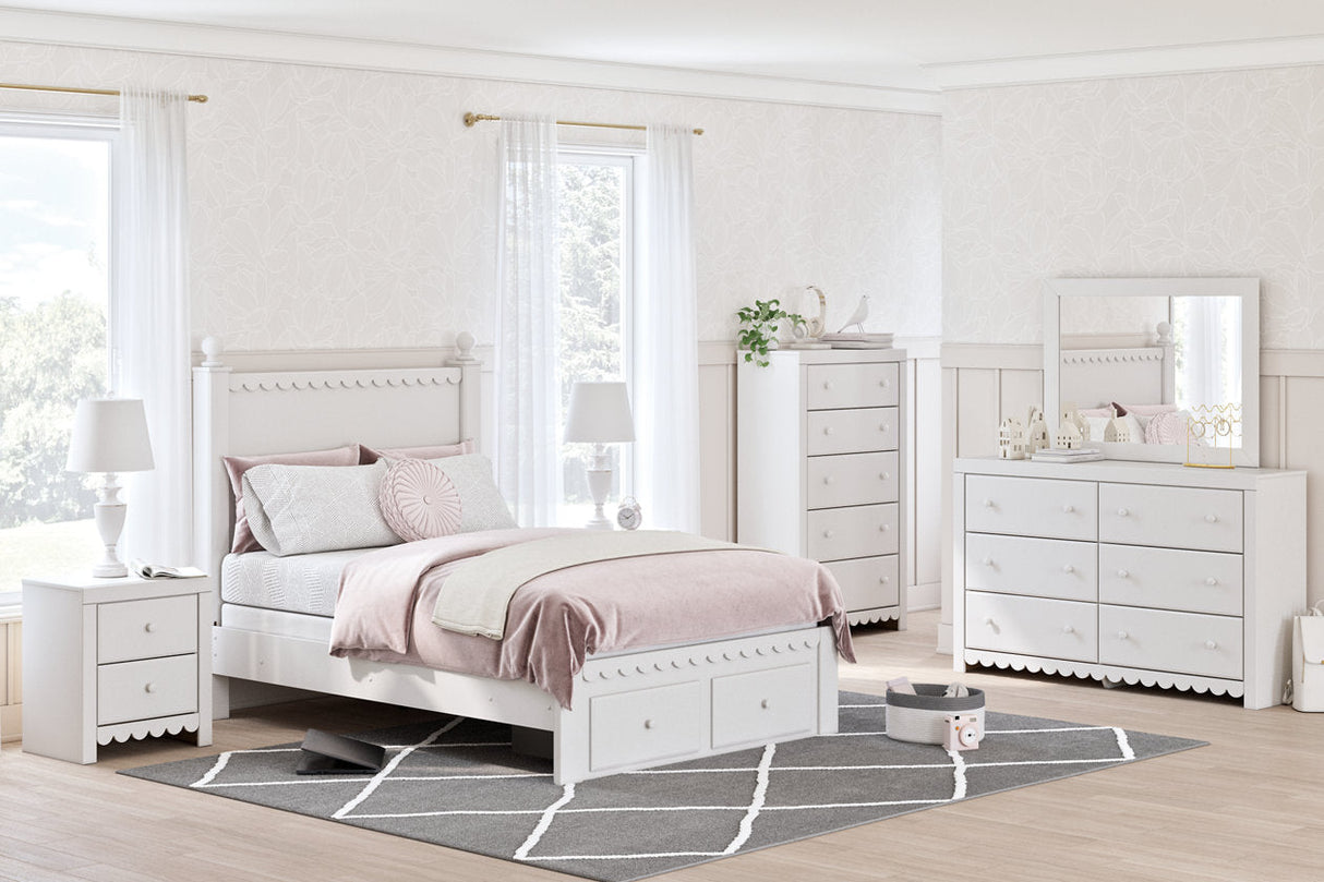 Mollviney White Full Panel Storage Bed