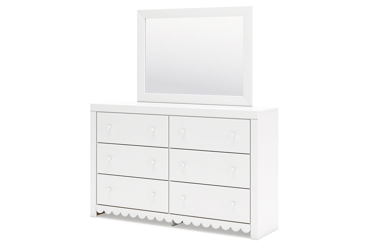 Mollviney White Dresser and Mirror