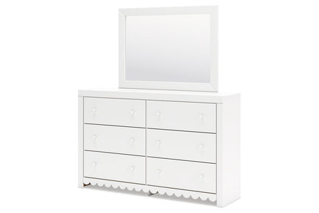 Mollviney White Dresser and Mirror