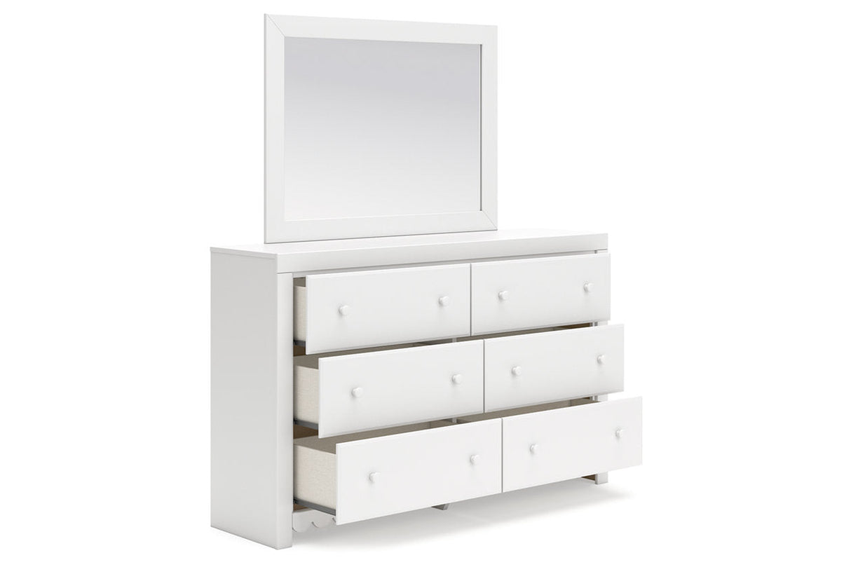 Mollviney White Dresser and Mirror