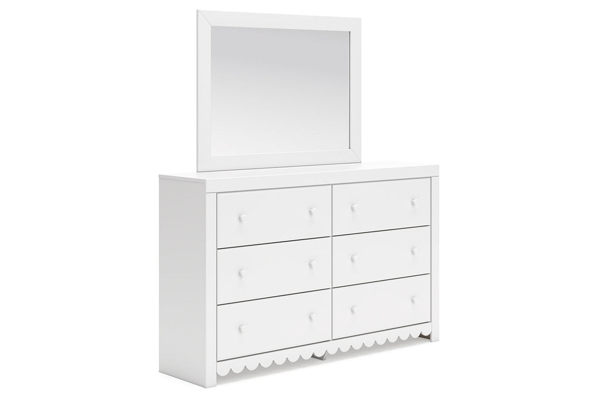 Mollviney White Dresser and Mirror