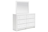 Mollviney White Dresser and Mirror