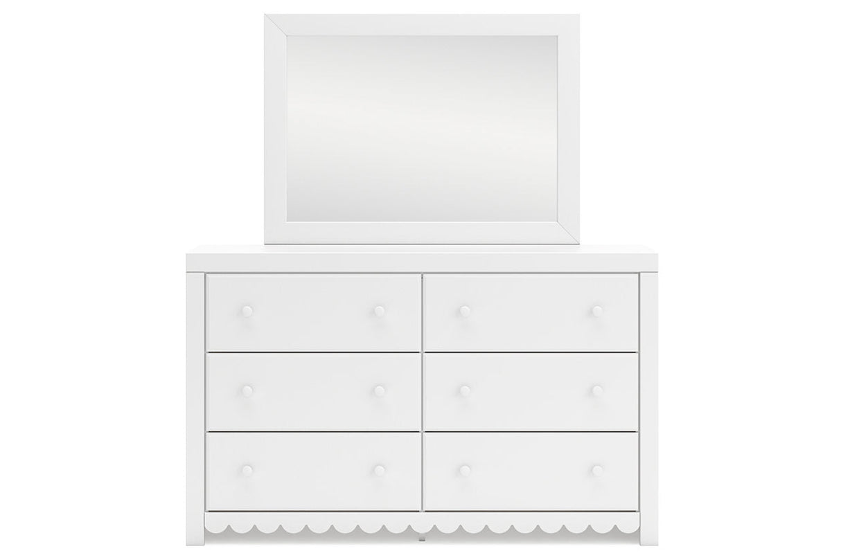 Mollviney White Dresser and Mirror