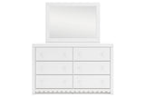 Mollviney White Dresser and Mirror