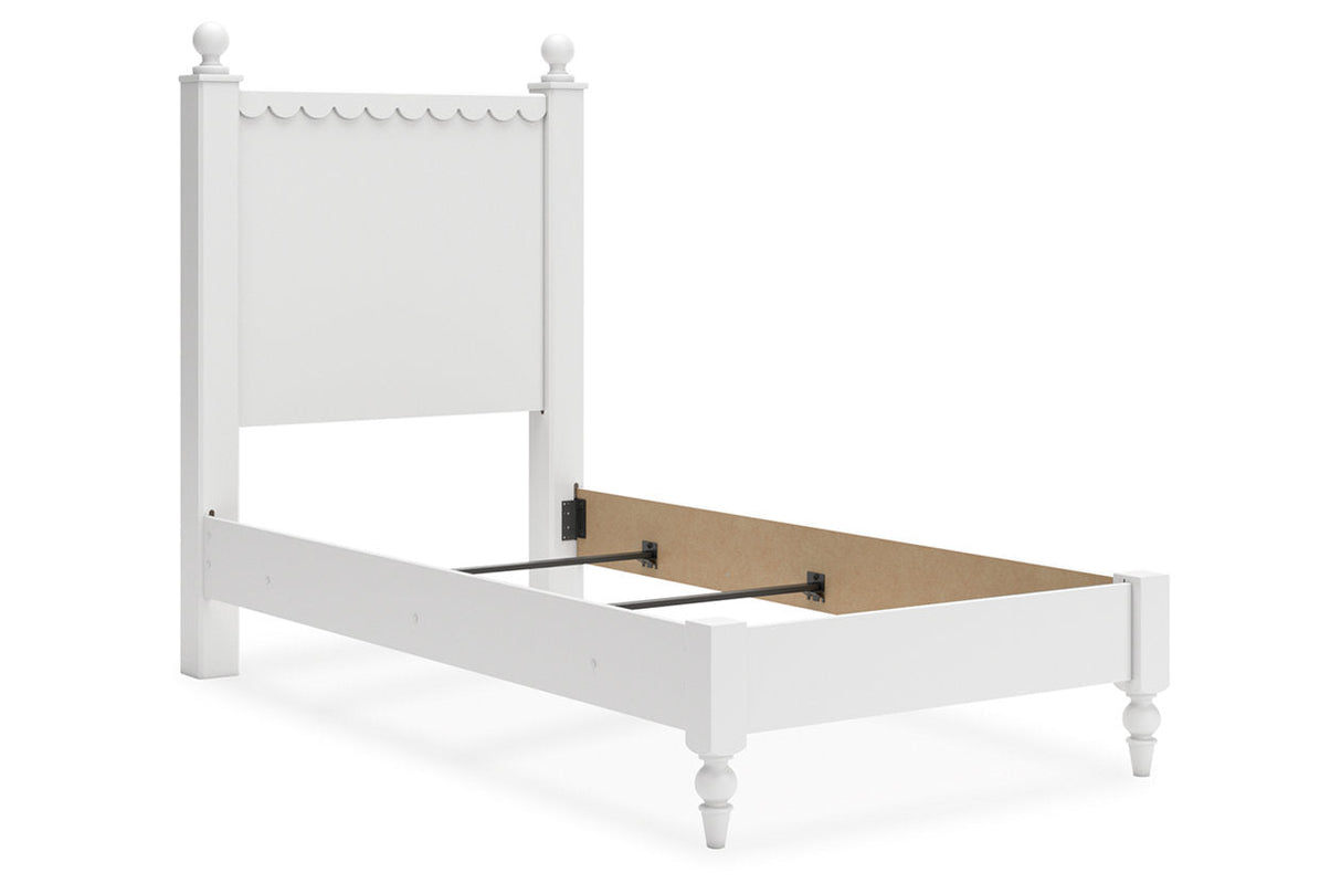 Mollviney White Twin Panel Bed