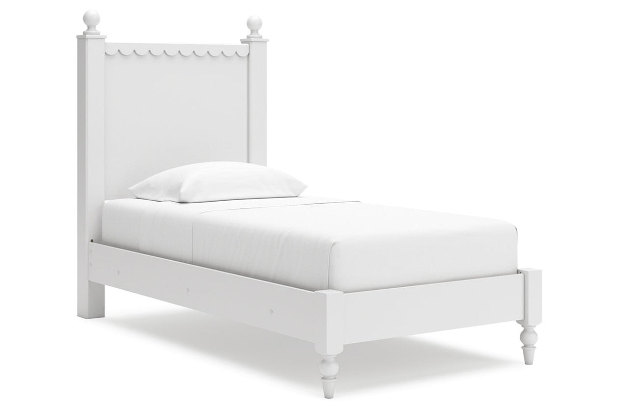 Mollviney White Twin Panel Bed