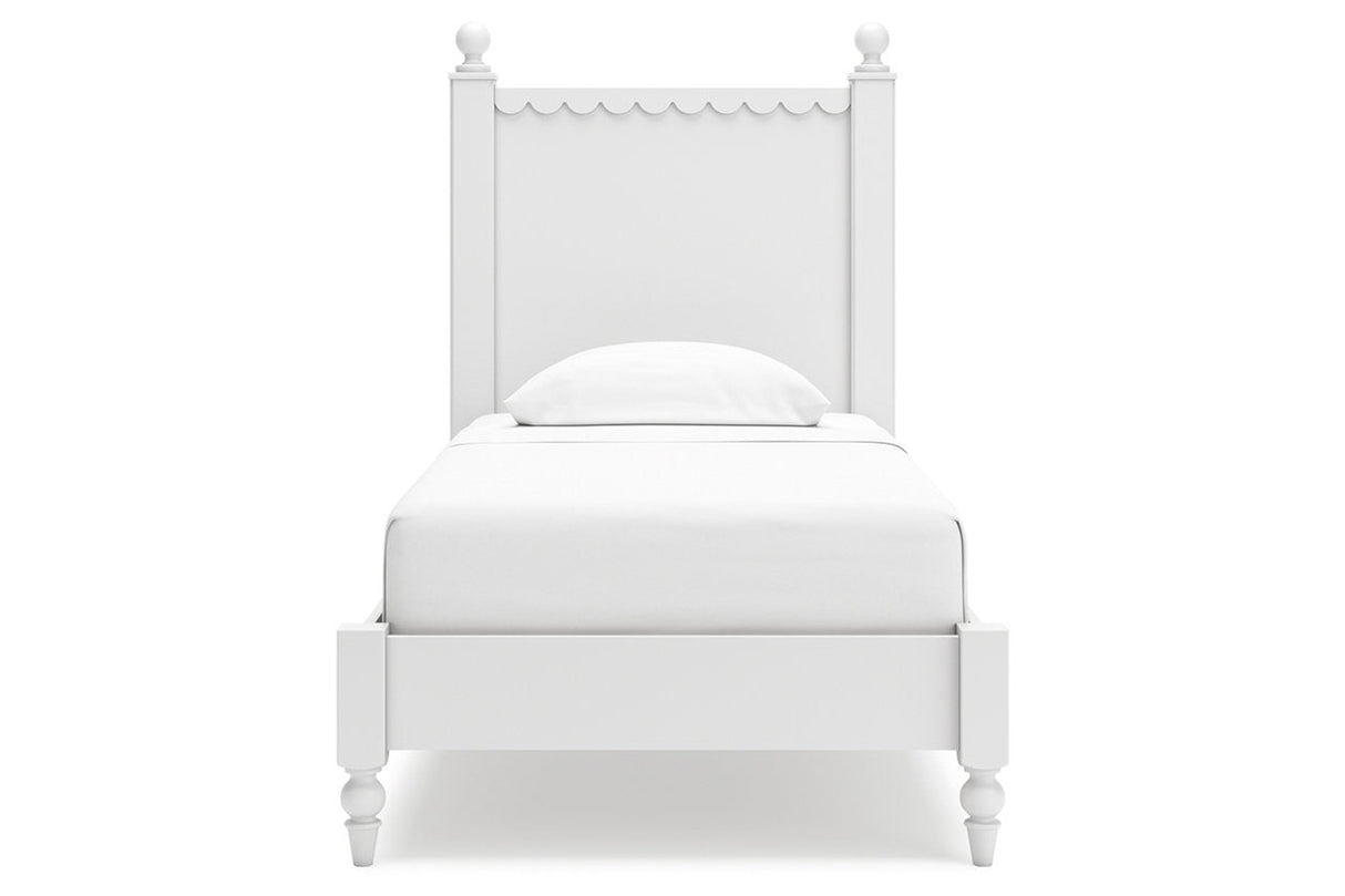 Mollviney White Twin Panel Bed