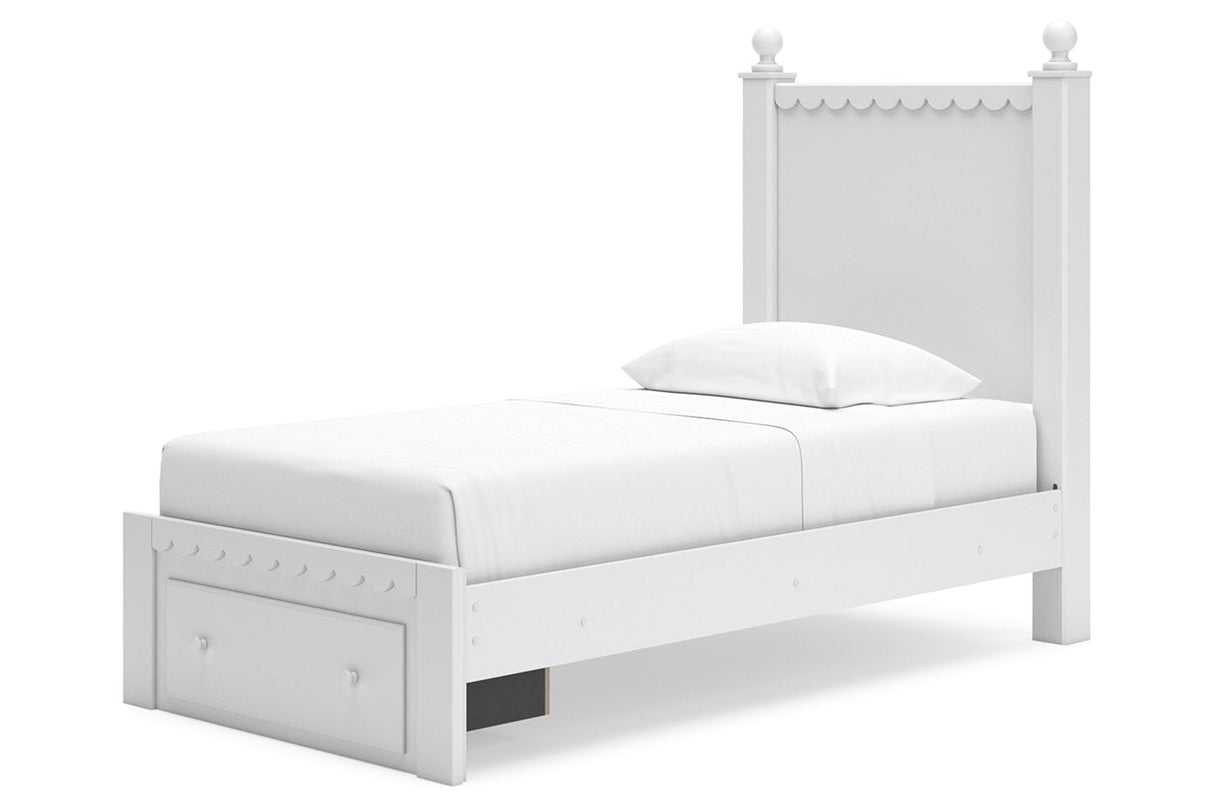 Mollviney White Twin Panel Storage Bed