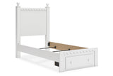 Mollviney White Twin Panel Storage Bed