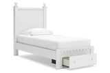 Mollviney White Twin Panel Storage Bed