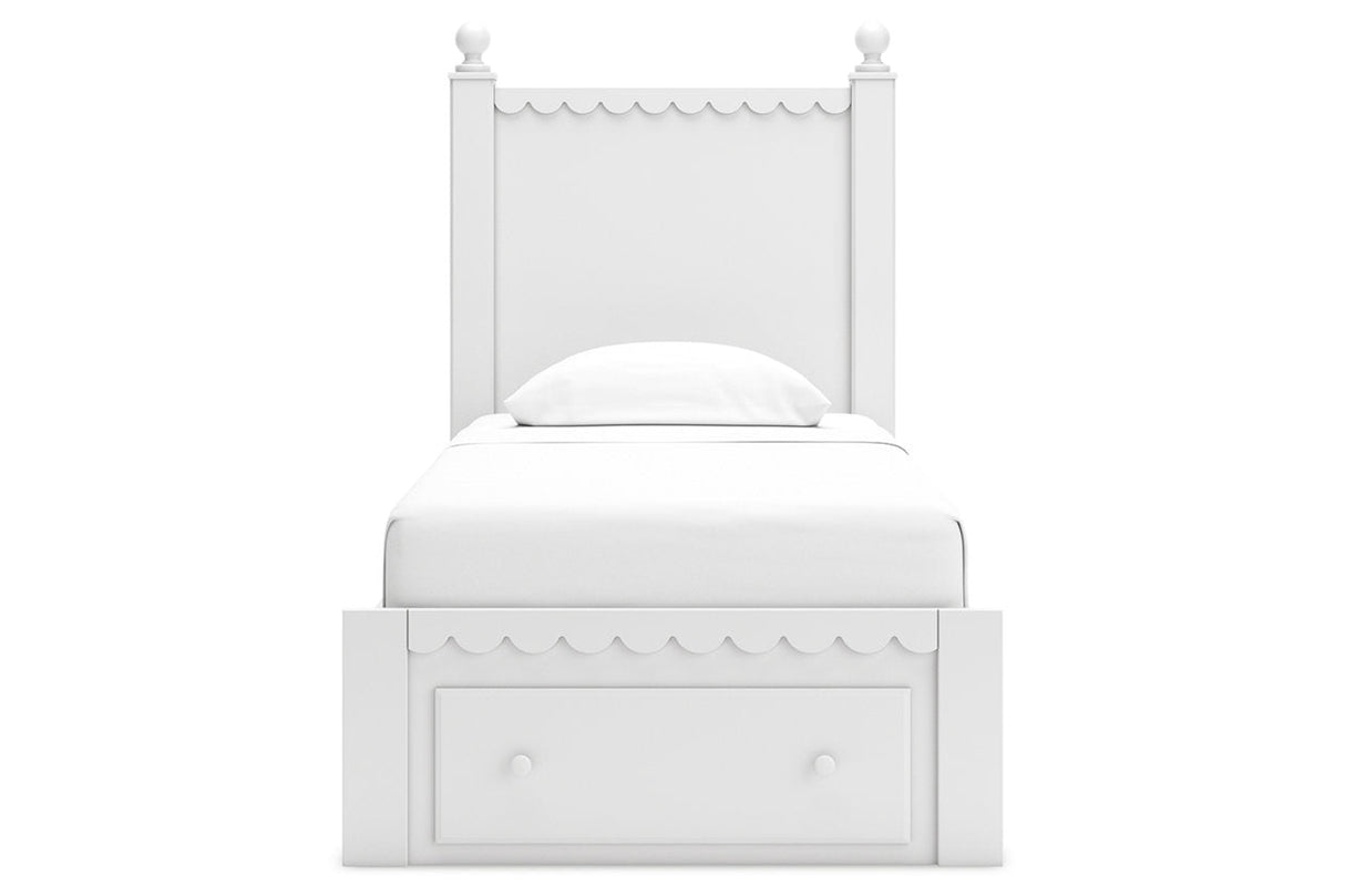 Mollviney White Twin Panel Storage Bed