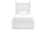 Mollviney White Twin Panel Storage Bed