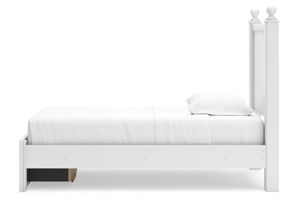 Mollviney White Twin Panel Storage Bed