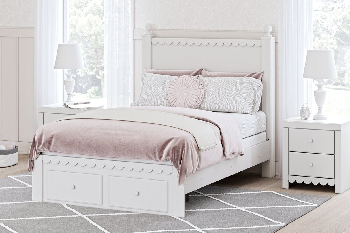 Mollviney White Full Panel Storage Bed