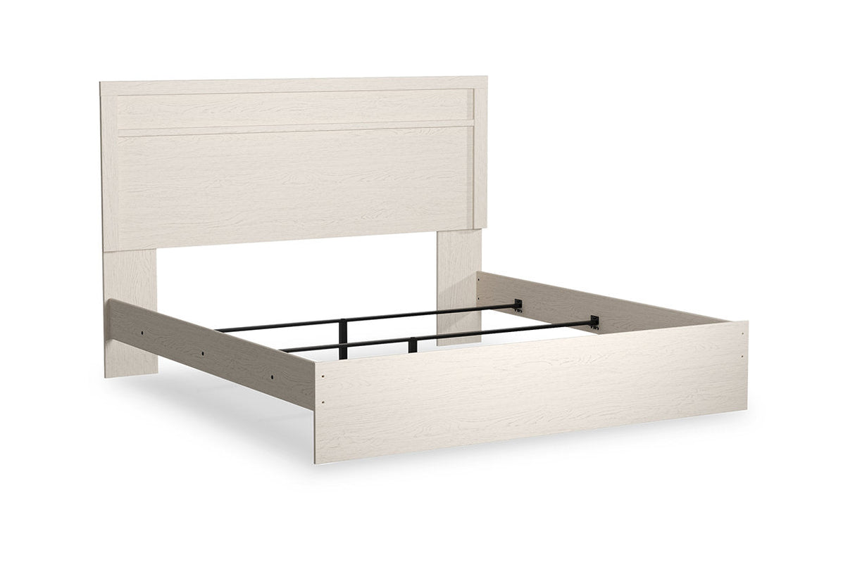 Stelsie White King Panel Bed