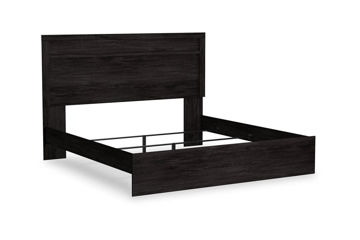 Belachime Charcoal King Panel Bed