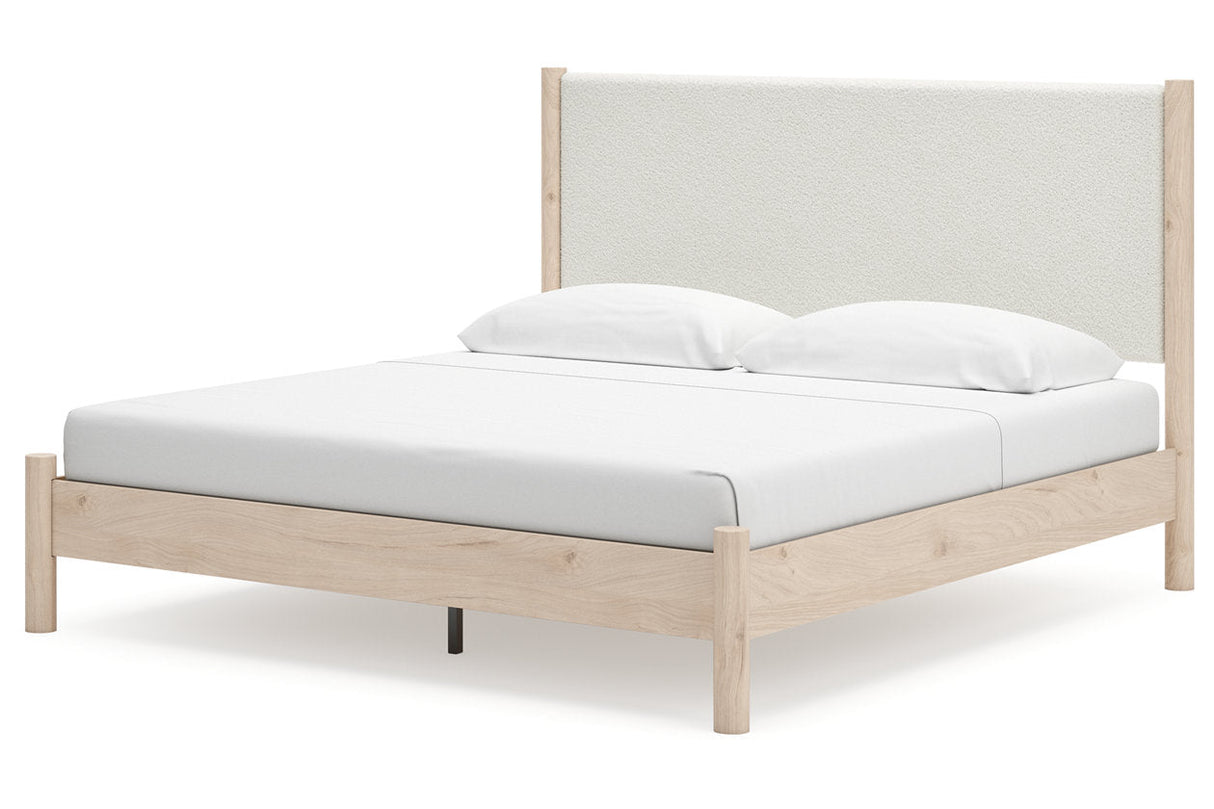 Cadmori Two-tone King Upholstered Panel Bed