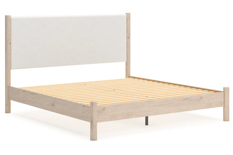 Cadmori Two-tone King Upholstered Panel Bed