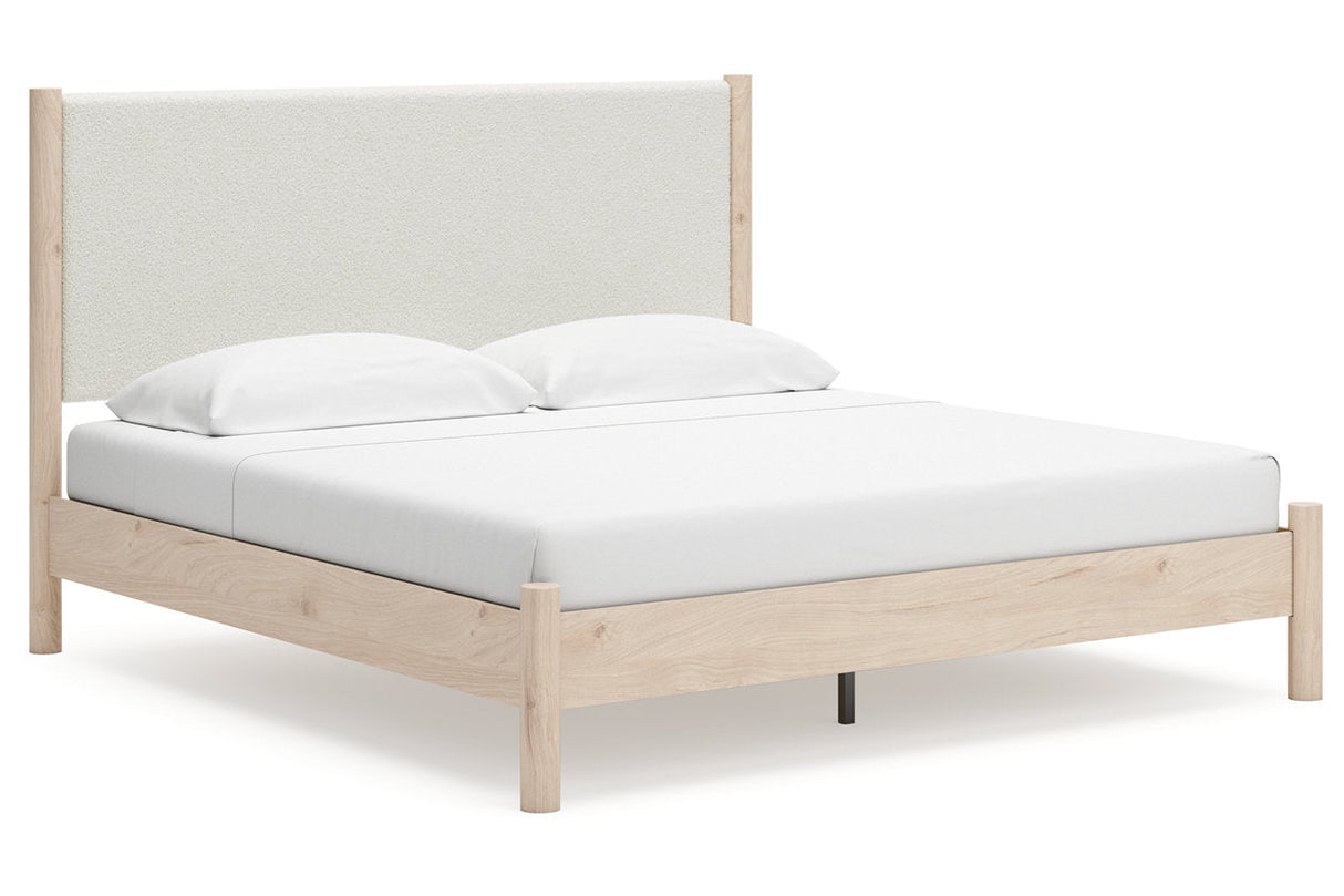 Cadmori Two-tone King Upholstered Panel Bed