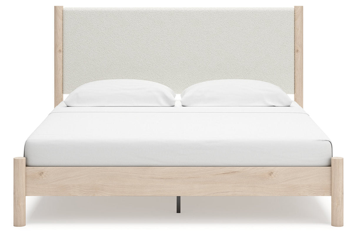 Cadmori Two-tone King Upholstered Panel Bed