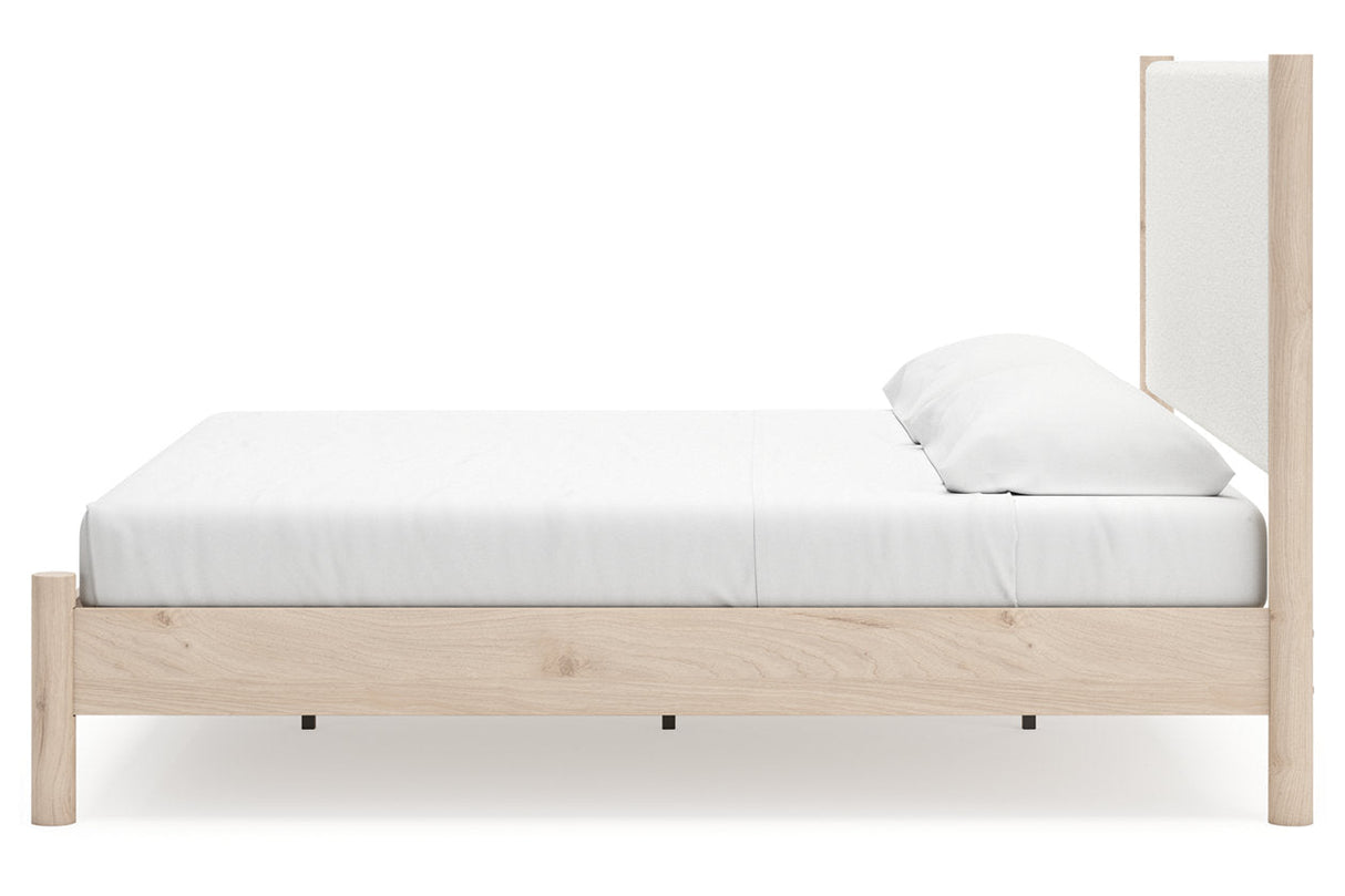 Cadmori Two-tone King Upholstered Panel Bed