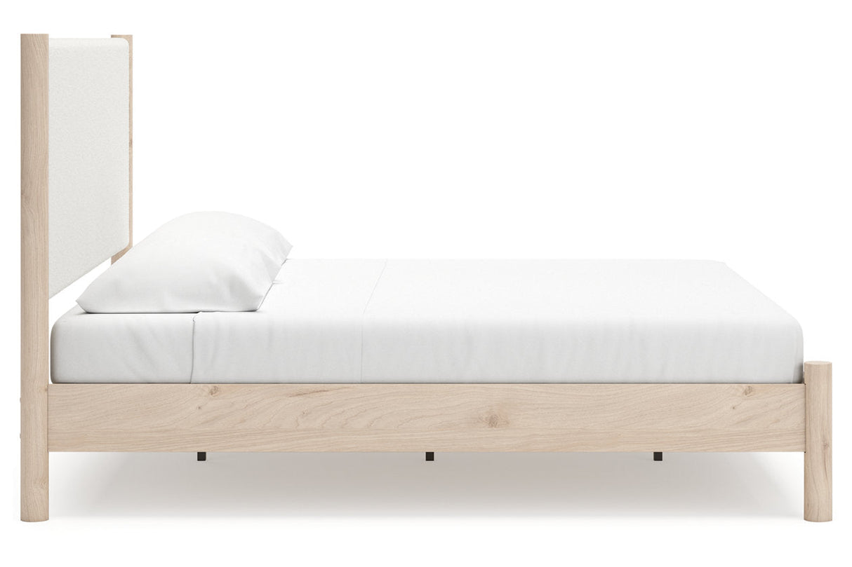 Cadmori Two-tone King Upholstered Panel Bed