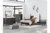 Cadmori Black/White Full Upholstered Panel Bed