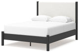 Cadmori Black/White Queen Upholstered Platform Bed