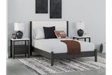 Cadmori Black/White Queen Upholstered Platform Bed