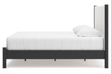 Cadmori Black/White King Upholstered Panel Bed