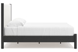 Cadmori Black/White King Upholstered Panel Bed