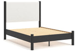 Cadmori Black/White Full Upholstered Panel Bed