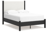 Cadmori Black/White Full Upholstered Panel Bed