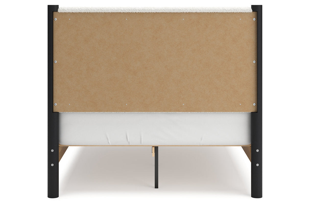 Cadmori Black/White Full Upholstered Panel Bed