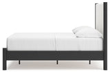 Cadmori Black/White Full Upholstered Panel Bed