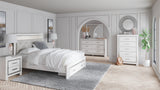 Altyra White LED Upholstered Footboard Storage Platform Bedroom Set