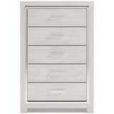 Altyra White LED Bookcase Upholstered Panel Bedroom Set