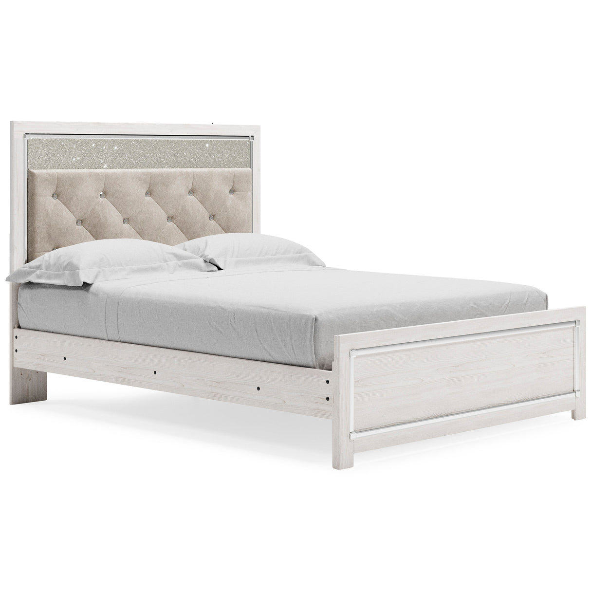 Altyra White LED Upholstered Panel Bedroom Set