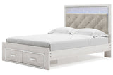 Altyra White Queen Upholstered Storage Platform Bed