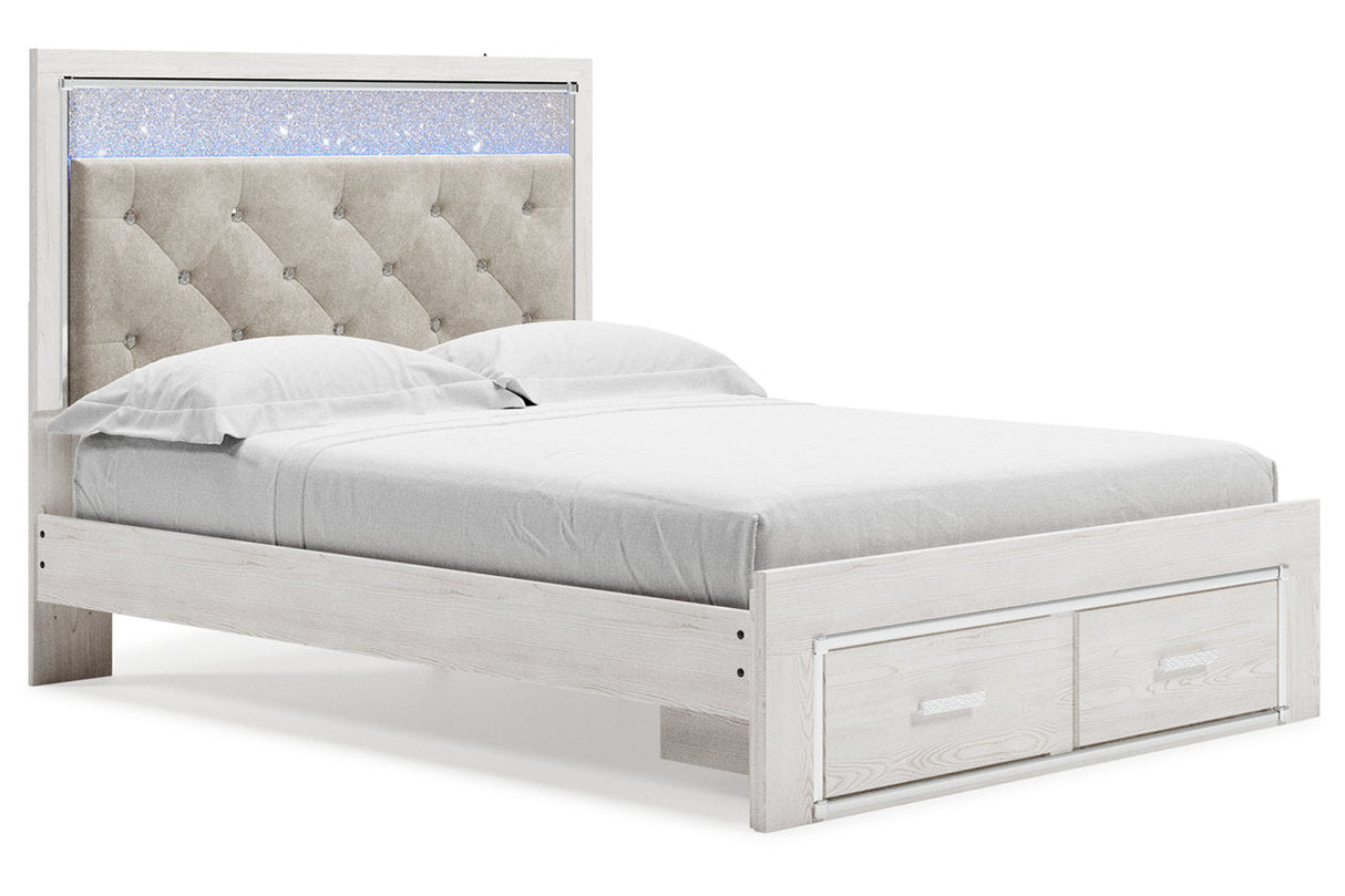 Altyra White Queen Upholstered Storage Platform Bed