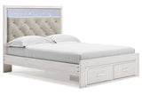 Altyra White Queen Upholstered Storage Platform Bed