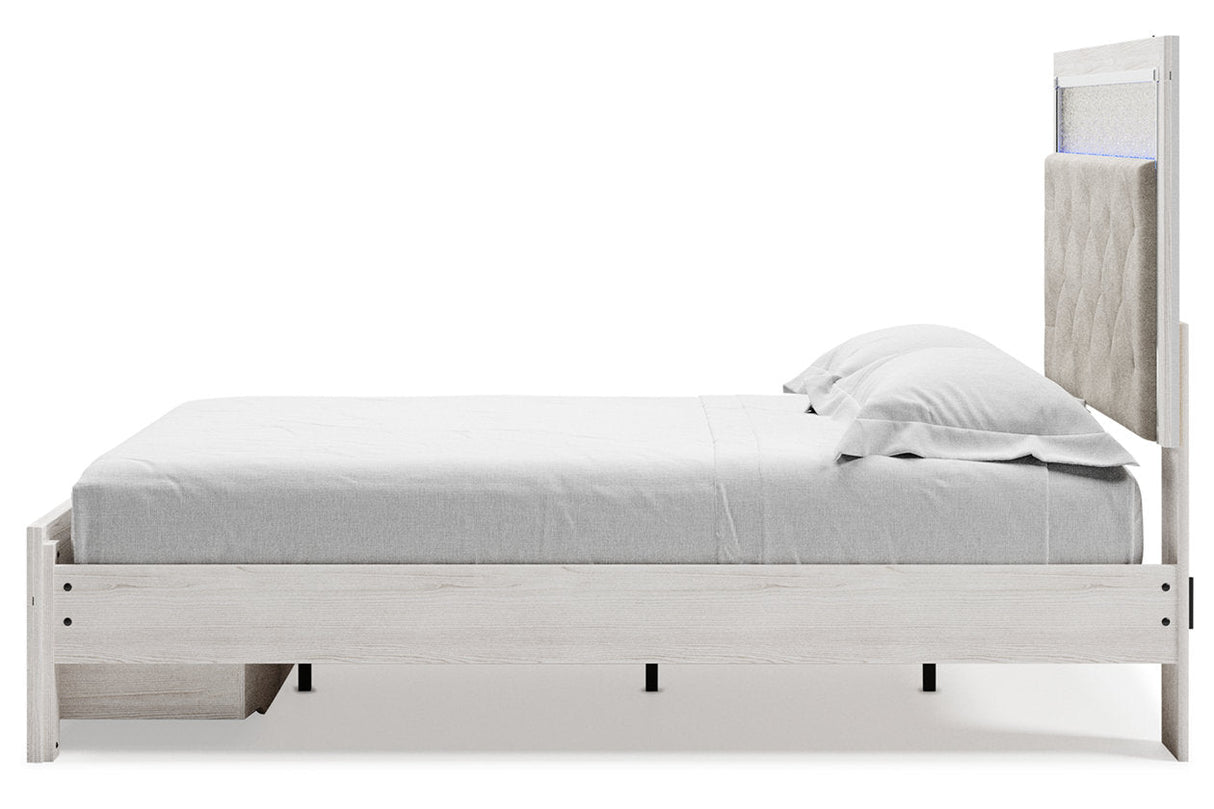 Altyra White Queen Upholstered Storage Platform Bed