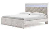 Altyra White King Upholstered Storage Bed