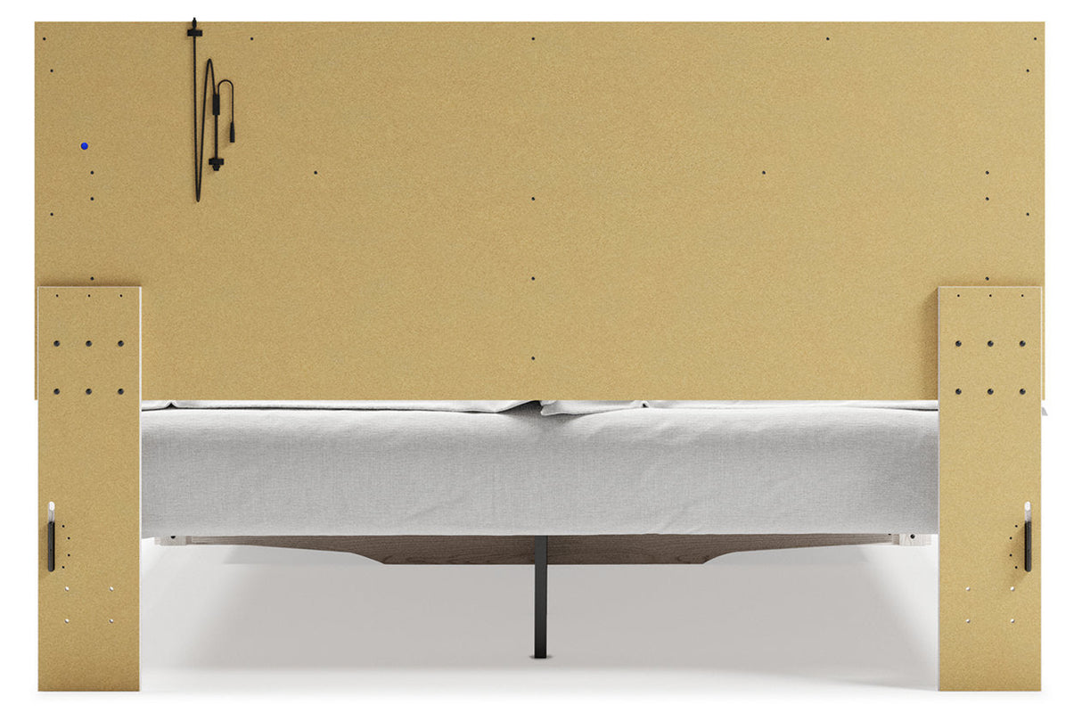 Altyra White King Upholstered Platform Storage Bed