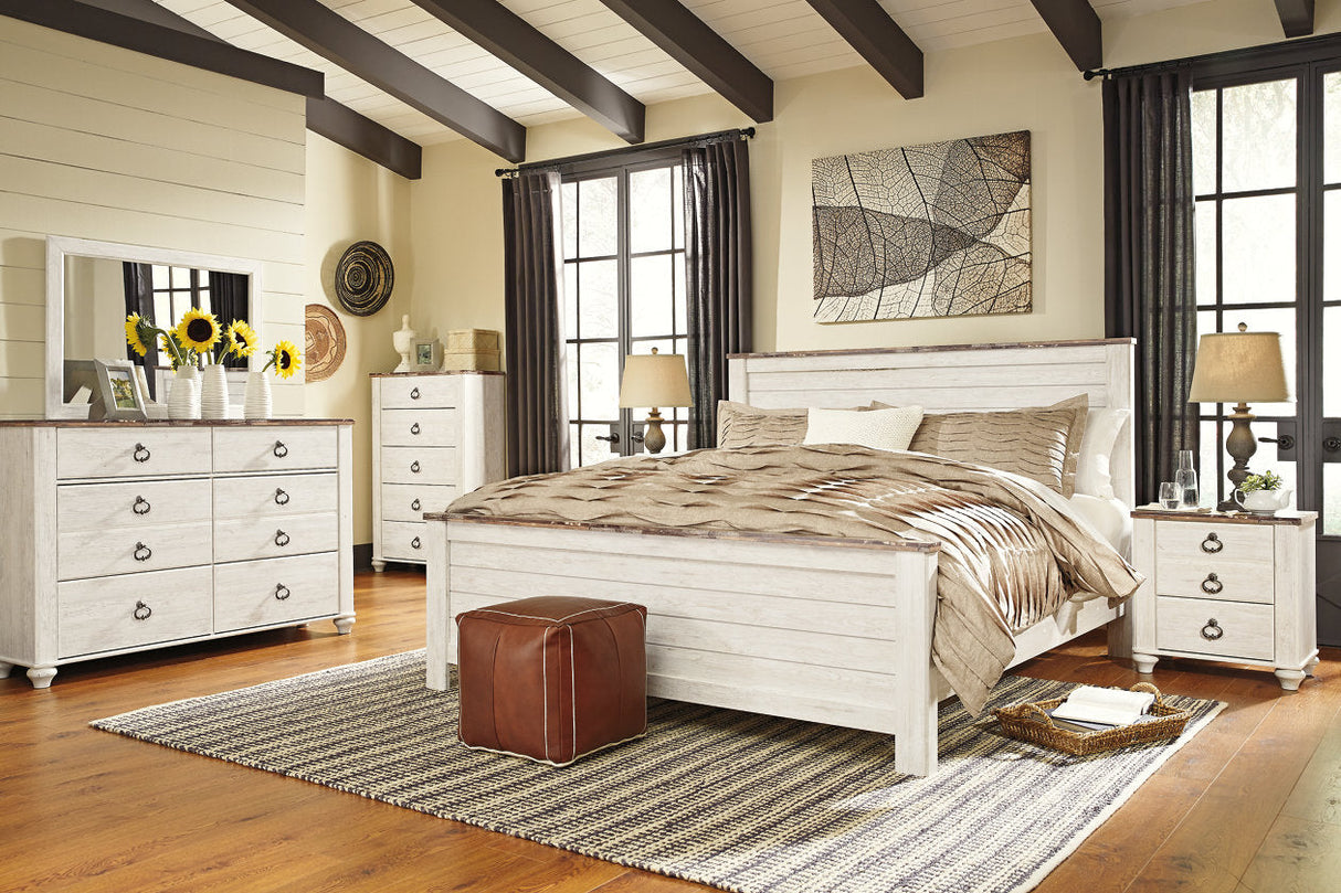 Willowton Whitewash California King Panel Bed