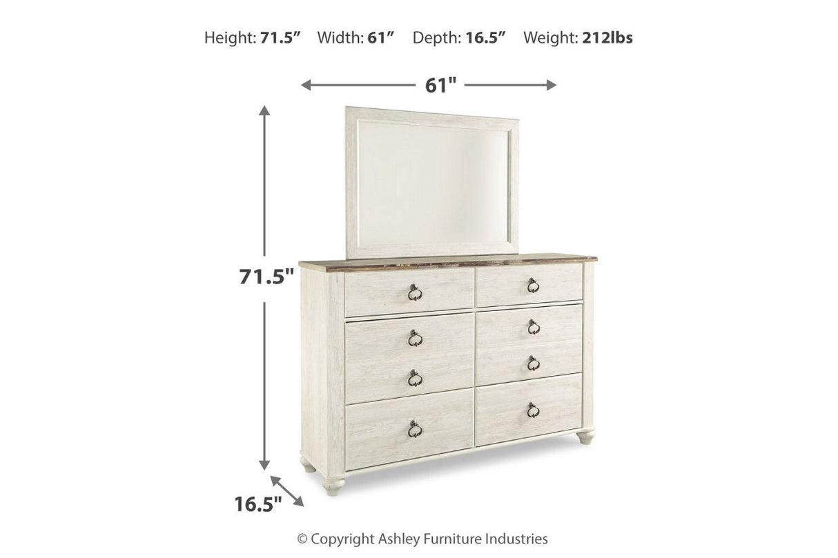 Willowton Whitewash Dresser and Mirror